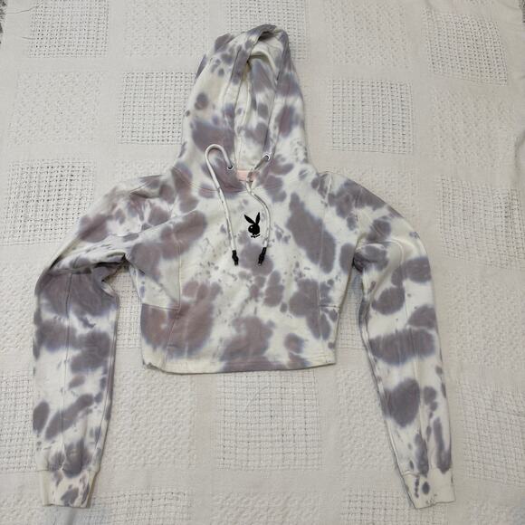 Misguided x Playboy bunny 10 Tie Dye cropped hoodie SP 2892 - Picture 9 of 11
